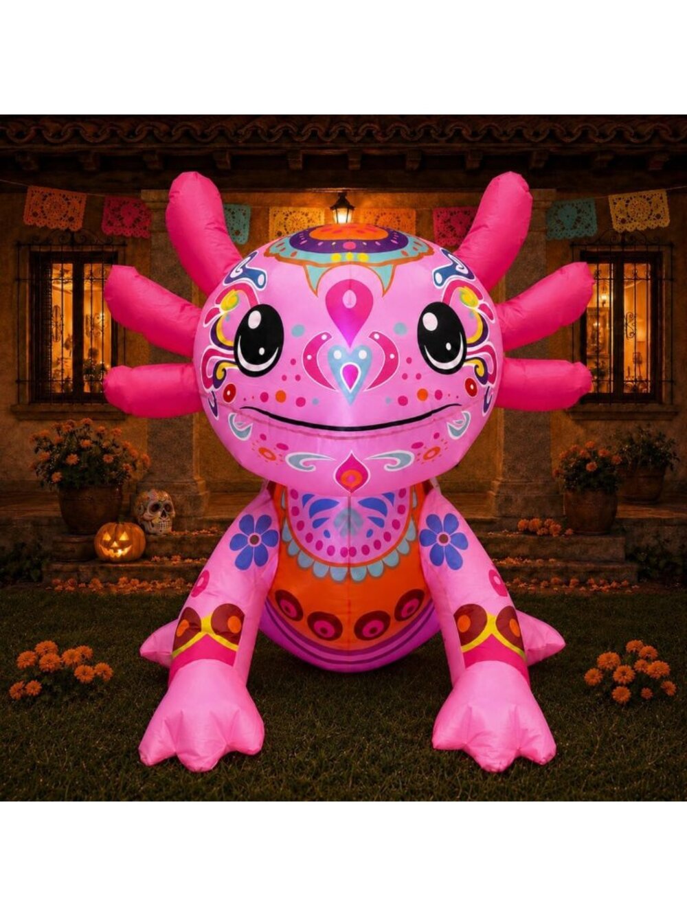 4FT Inflatable Axolotl Halloween Decor | Day of the Dead Blow Up Decoration